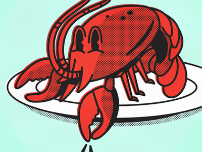 A Red Lobster Is On A White Plate GIF