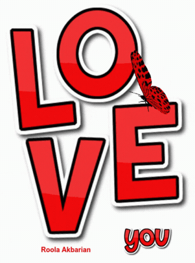 A Red Love Sign With A Butterfly On Top GIF