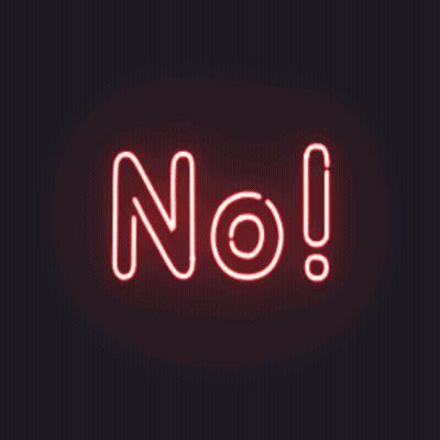 A Red Neon Sign That Says No On A Black Background GIF