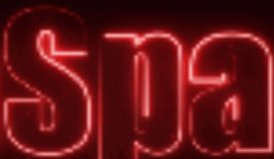 A Red Neon Sign That Says Spa On It GIF