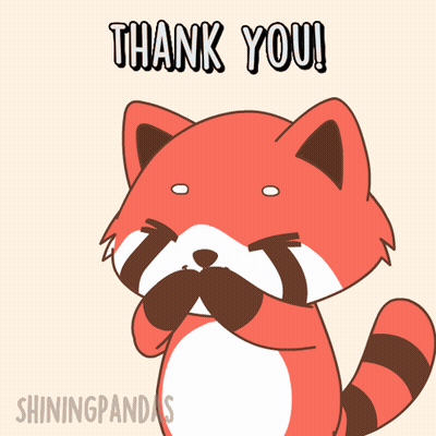 A Red Panda Says Thank You With Hearts Flying Around Him GIF
