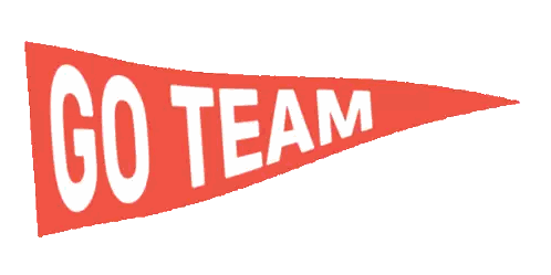 A Red Pennant That Says " Go Team " On It Sticker