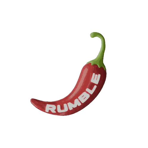 A Red Pepper With Rumble Written On It Sticker