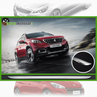 A Red Peugeot 2008 Is Shown In The Rain GIF