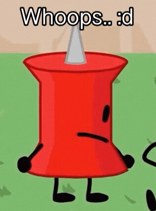 A Red Pin With Arms And Legs Is Sitting On A Green Field . GIF