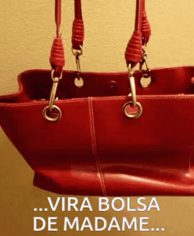 A Red Purse With The Words Vira Bolsa De Madame On The Bottom GIF