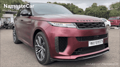 A Red Range Rover With The License Plate Mh01ey579 GIF