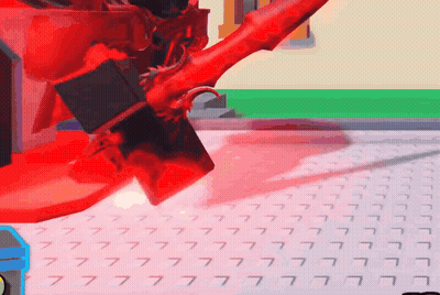 A Red Robot Is Standing On A White Tile Floor With The Number 7 On It GIF