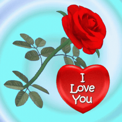 A Red Rose And A Heart That Says I Love You GIF