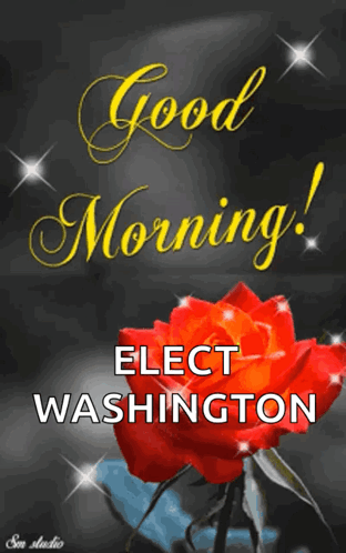 A Red Rose Is On A Black Background With The Words Good Morning Elect Washington GIF