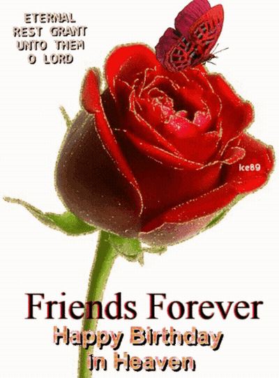A Red Rose With A Butterfly On It And The Words Friends Forever GIF