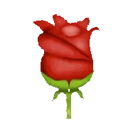 A Red Rose With A Green Stem And Leaves On A White Background Sticker