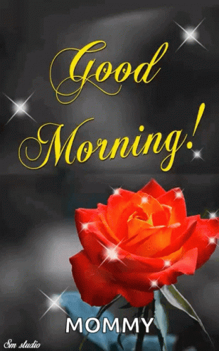A Red Rose With The Words Good Morning Mommy Written On It GIF