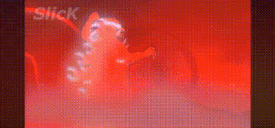 A Red Screen With The Word Slick On It . GIF