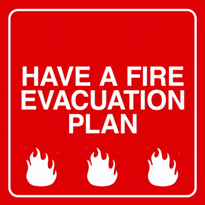 A Red Sign Says Have A Fire Evacuation Plan GIF
