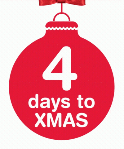 A Red Sign That Says 4 Days To Xmas On It GIF