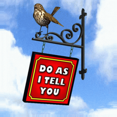 A Red Sign That Says Do As I Tell You GIF