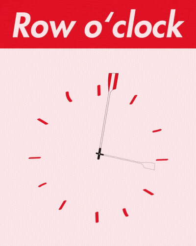 A Red Sign That Says Row O Clock With A Clock On It GIF