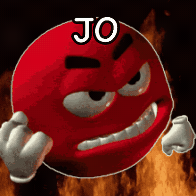 A Red Smiley Face With The Word Jo Written Above It GIF