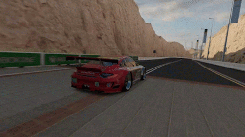 A Red Sports Car Is Driving Down A Road In Front Of A Green Xboxone Banner GIF