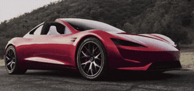 A Red Sports Car Is Parked On The Road GIF