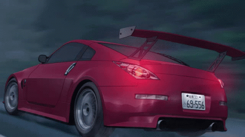 A Red Sports Car With The License Plate Number 69 556 GIF