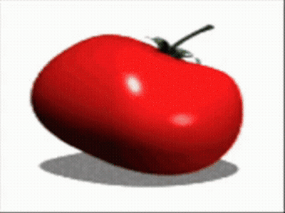 A Red Tomato On A White Background With A Shadow On The Ground GIF
