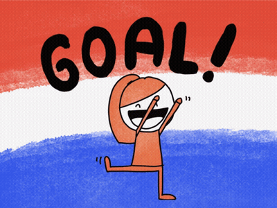A Red White And Blue Background With The Word Goal In Black Letters GIF