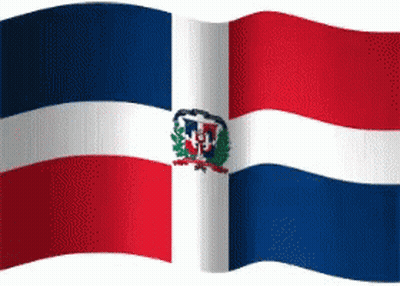 A Red White And Blue Flag With A Crest On It GIF