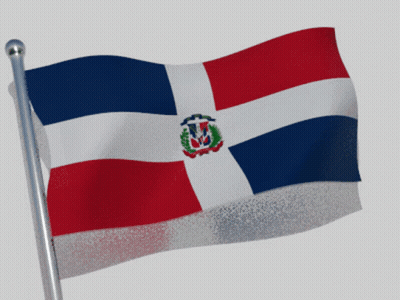 A Red White And Blue Flag With A Crest On It GIF