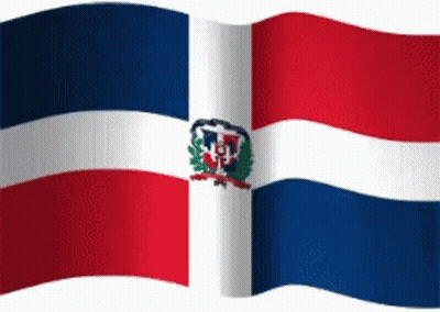 A Red White And Blue Flag With A Crest On It GIF