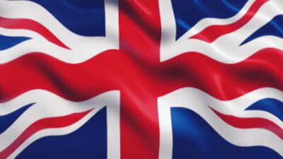 A Red White And Blue Flag With A Cross On It GIF