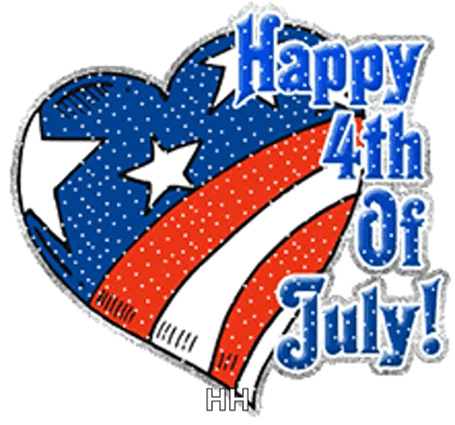 A Red White And Blue Heart With The Words Happy 4Th Of July Written On It GIF