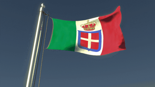 A Red White And Green Flag With A Crown And Cross On It GIF