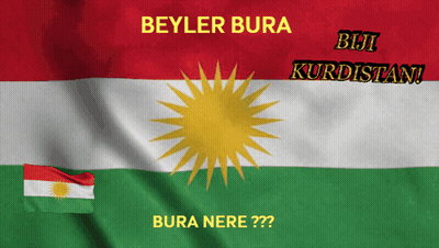 A Red White And Green Flag With The Words Beyler Bura And Biji Kurdistani GIF