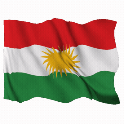 A Red White And Green Kurdish Flag With A Yellow Sun On It GIF