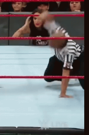 A Referee In A Wrestling Ring With A Shirt That Says Mid On It GIF