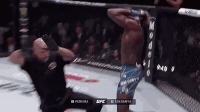 A Referee Is Kneeling Down In Front Of A Fighter In A Boxing Ring . GIF