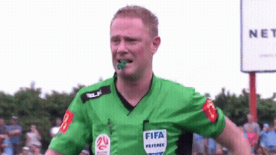A Referee Wearing A Green Shirt With The Word Fifa On It . GIF