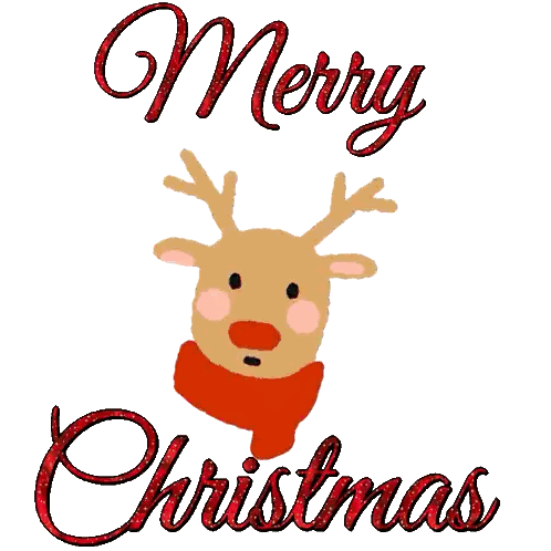 A Reindeer Wearing A Red Scarf And The Words Merry Christmas Sticker
