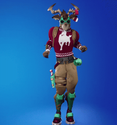A Reindeer Wearing A Red Sweater With A White Reindeer On It GIF