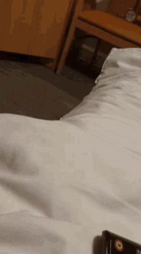 A Remote Control Is Laying On A Bed Next To A Pillow . GIF