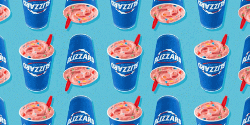 A Repeating Pattern Of Blizzard Ice Cream Cups GIF