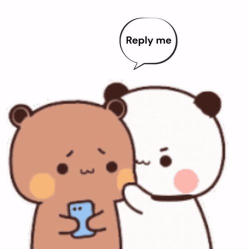 A Reply Me Speech Bubble Is Above Two Bears GIF