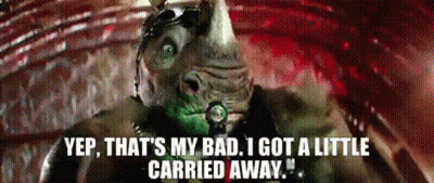 A Rhino Says Yep That 'S My Bad I Got A Little Carried Away .. GIF