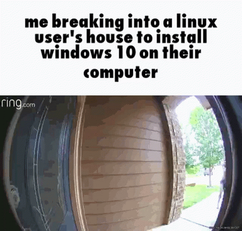 A Ring Doorbell Shows A Person Breaking Into A Linux User 'S House GIF