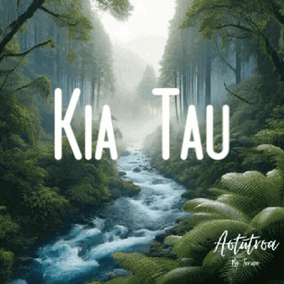 A River Flowing Through A Lush Green Forest With The Words Kia Tau Written On The Bottom GIF