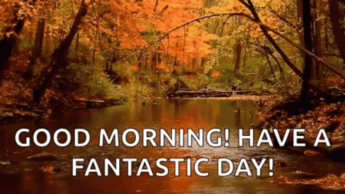 A River In The Middle Of A Forest With The Words Good Morning Have A Fantastic Day . GIF