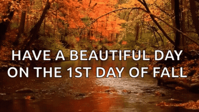 A River In The Woods With The Words Have A Beautiful Day On The First Day Of Fall GIF