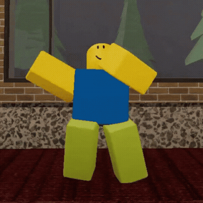 A Roblox Character In A Blue Shirt And Yellow Pants GIF